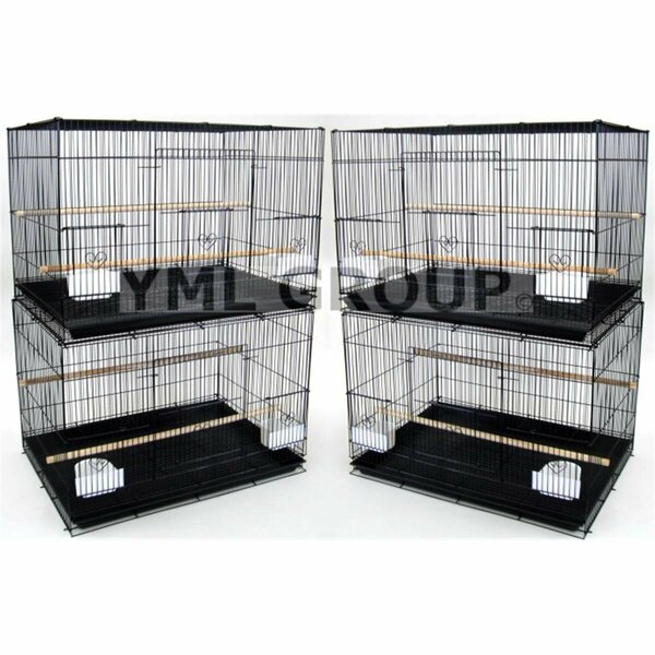 Yml Lot of 4, .5 in. bar spacing small breeding cages in Black. YM626596
